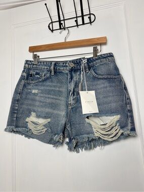 KanCan High Rise Distressed denim Shorts Large